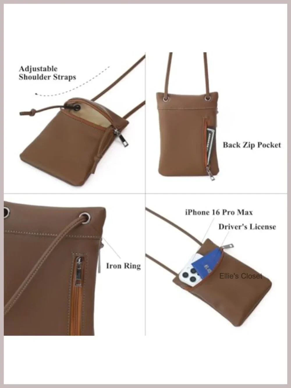 Small Crossbody Phone Purse Wallet with Adjustable Strap Faux Leather